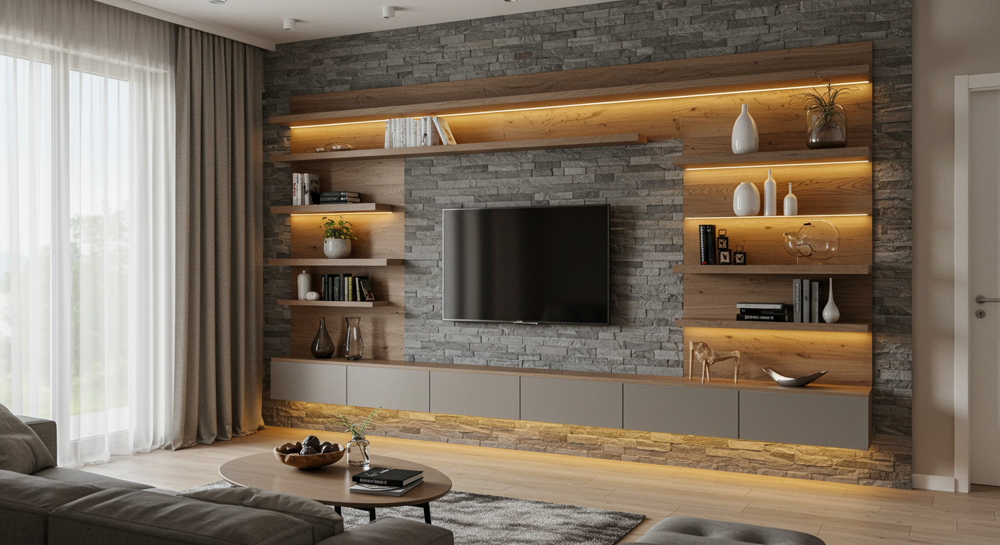 لاین کابین طراحی، ساخت و اجرای تی وی وال در گرمدره